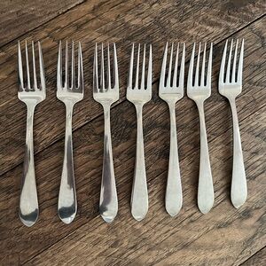 Retroneu Kent (?) Flatwear Stainless Salad Forks (7)